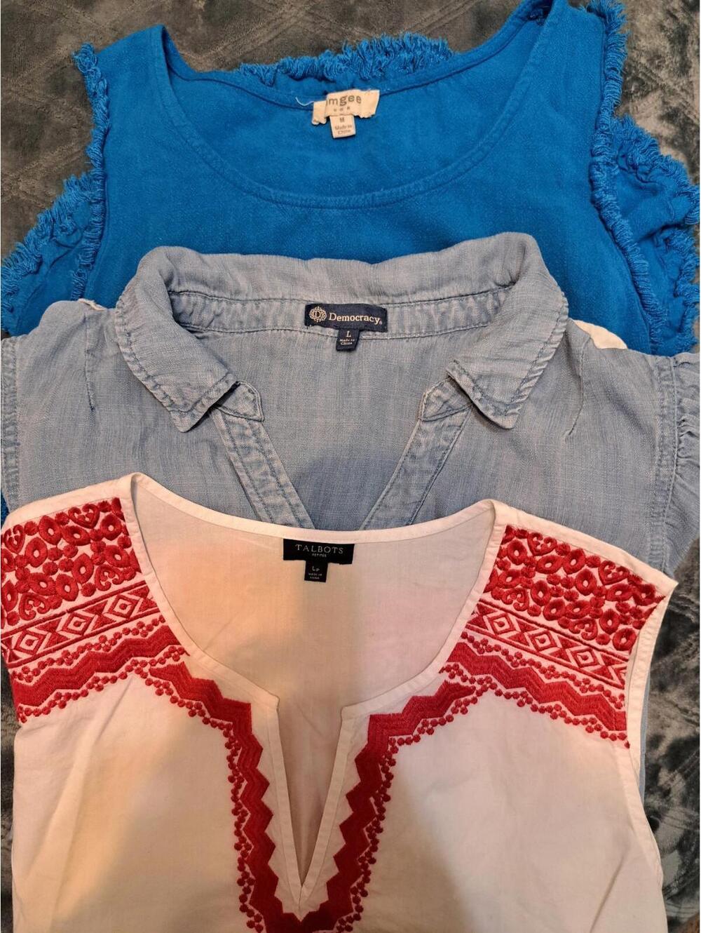 3 Lots Of Talbots, Democracy, Umgee Blouse  Cotton Sleeveless Size L